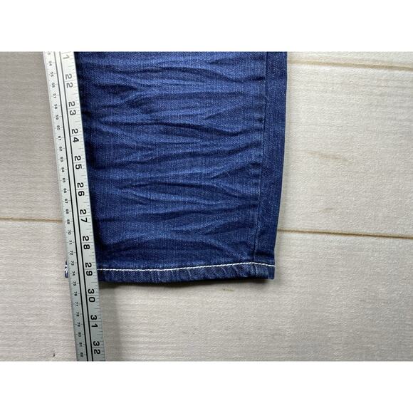 True Luck Jeans Mens 36x30 Blue Denim Dark Wash Straight Leg Distressed Stretch - Picture 5 of 10